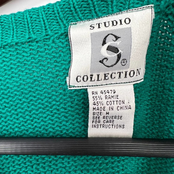 Studio Collection Womens Size Medium Vintage 90s 80s Beaded Sweater Blouse Top - Picture 3 of 9